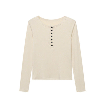Damen Langarmshirt mit Knopfleiste Bequem Norvielle
