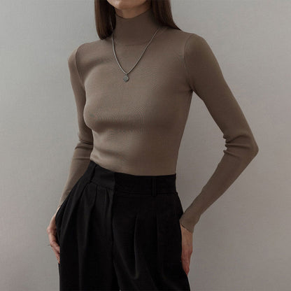 Damen Rollkragenpullover Feines Strickmaterial Beige