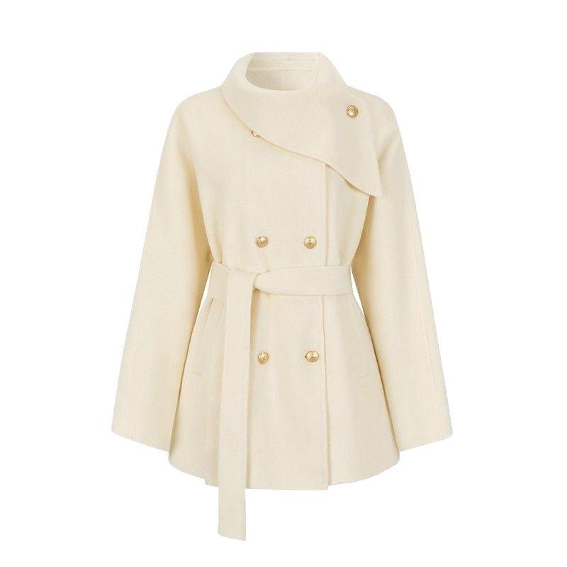 Damen Kurzjacke Asymmetrischer Kragen Goldknöpfe