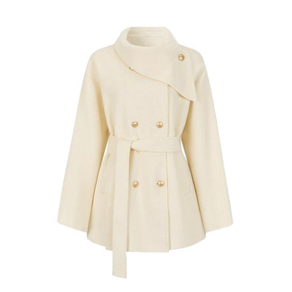Damen Kurzjacke Asymmetrischer Kragen Goldknöpfe