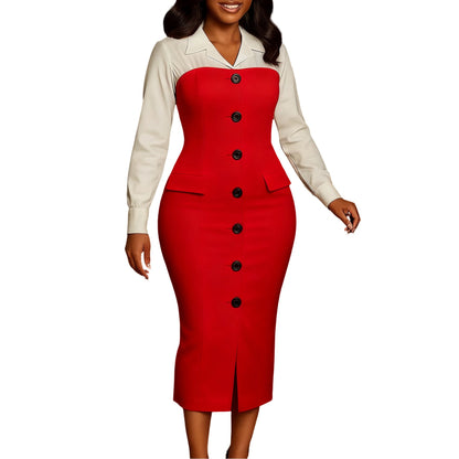 Damen Hemdkleid mit Knopfleiste und langen Ärmeln