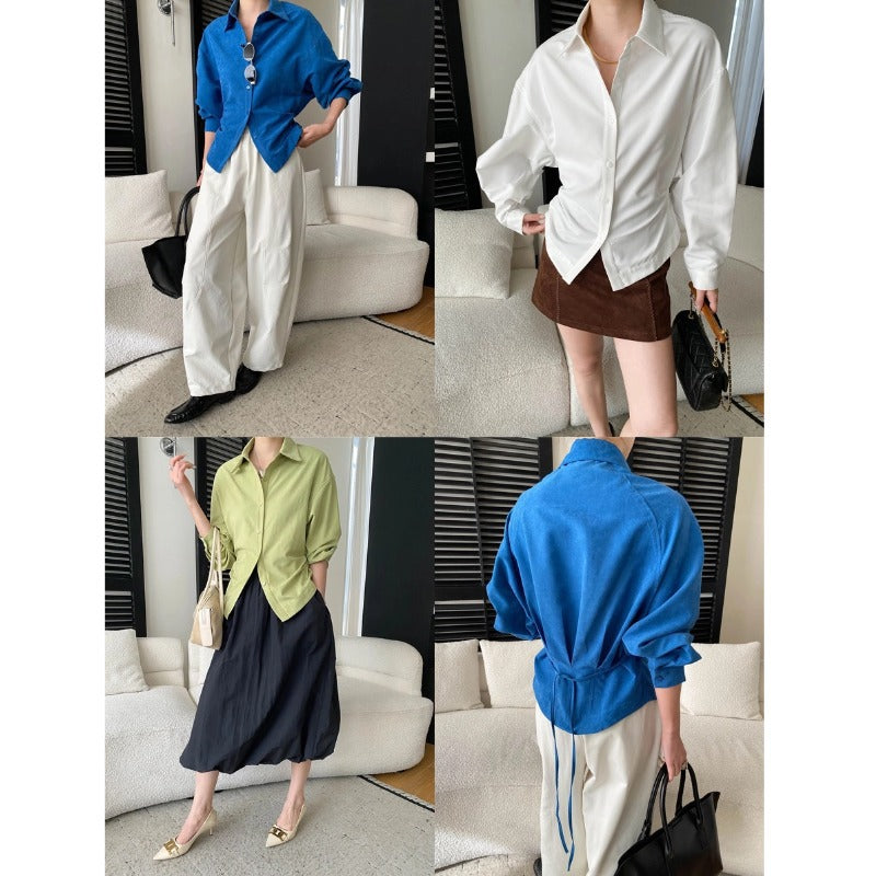 Damen Oversized Hemdbluse Leicht Baumwolle
