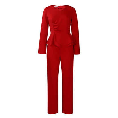 Damen Jumpsuit Peplum Langärmlig Elegant Norvielle