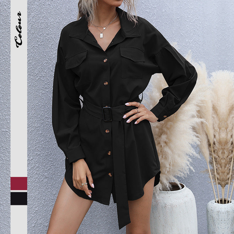 Damen Hemdblusenkleid mit Gürtel Norvielle - Norvielle