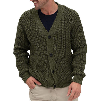 Herren Strickjacke Grobmaschen Elegante Knöpfe Beige