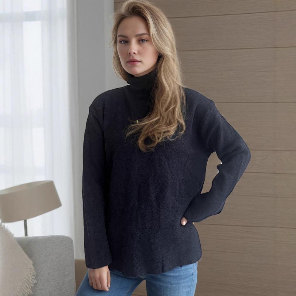 Damen Pullover Hochkragen Mit Seitentaschen Norvielle