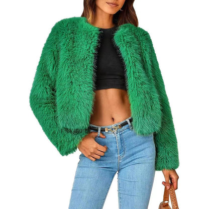 Damen Fleecejacke Fell-Design Voluminöse Ärmel Norvielle
