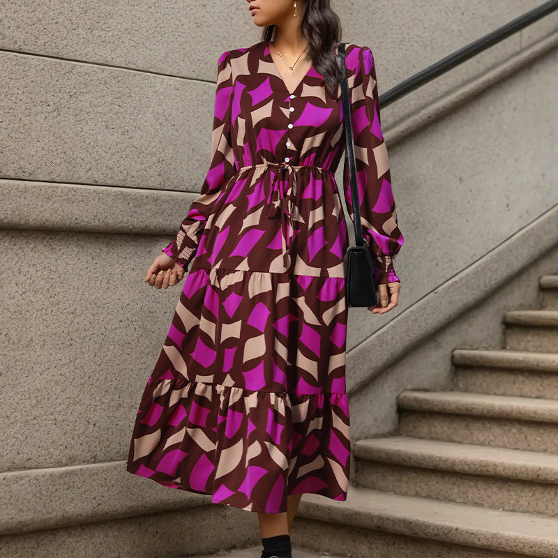 Damen Maxikleid Tailliertes Oberteil Mustermix