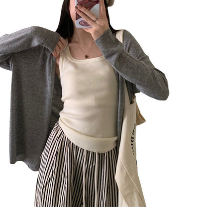 Damen Strickcardigan Weit Schnitt Feine Details Beige