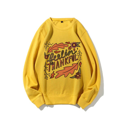 Damen Sweatshirt Bunt Herbstmotiv Baumwolle