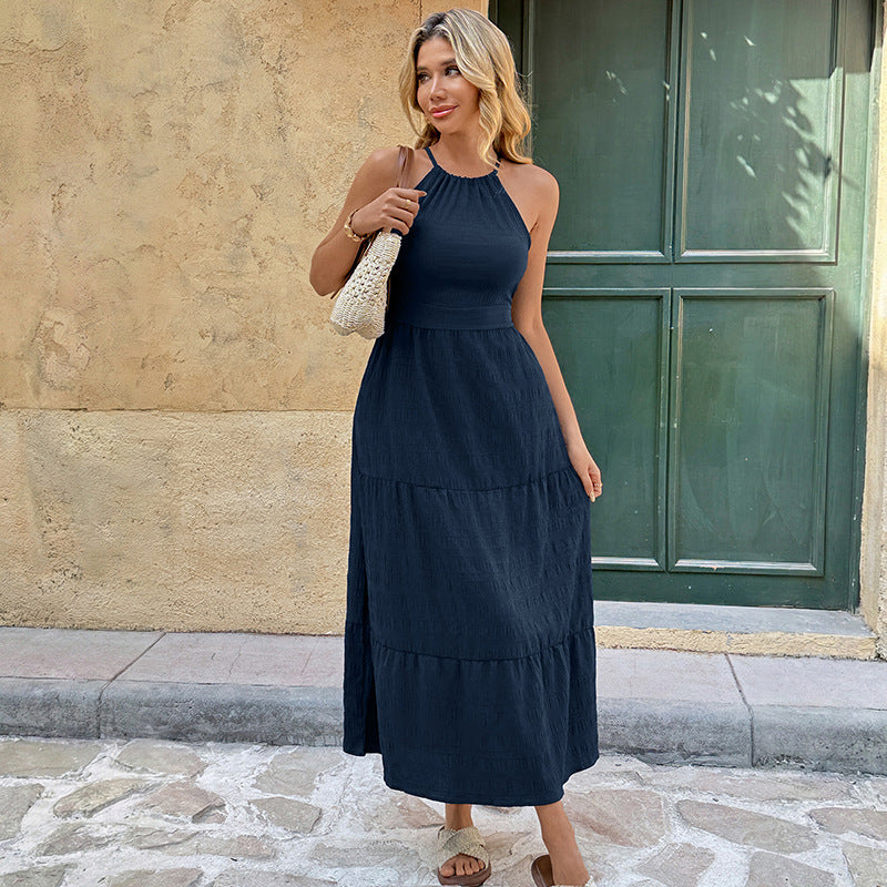 Damen Maxikleid Spaghettiträger Voluminöser Rock Norvielle