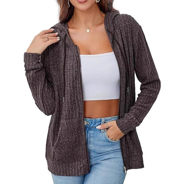 Damen Strickhoodie Reißverschluss Norvielle
