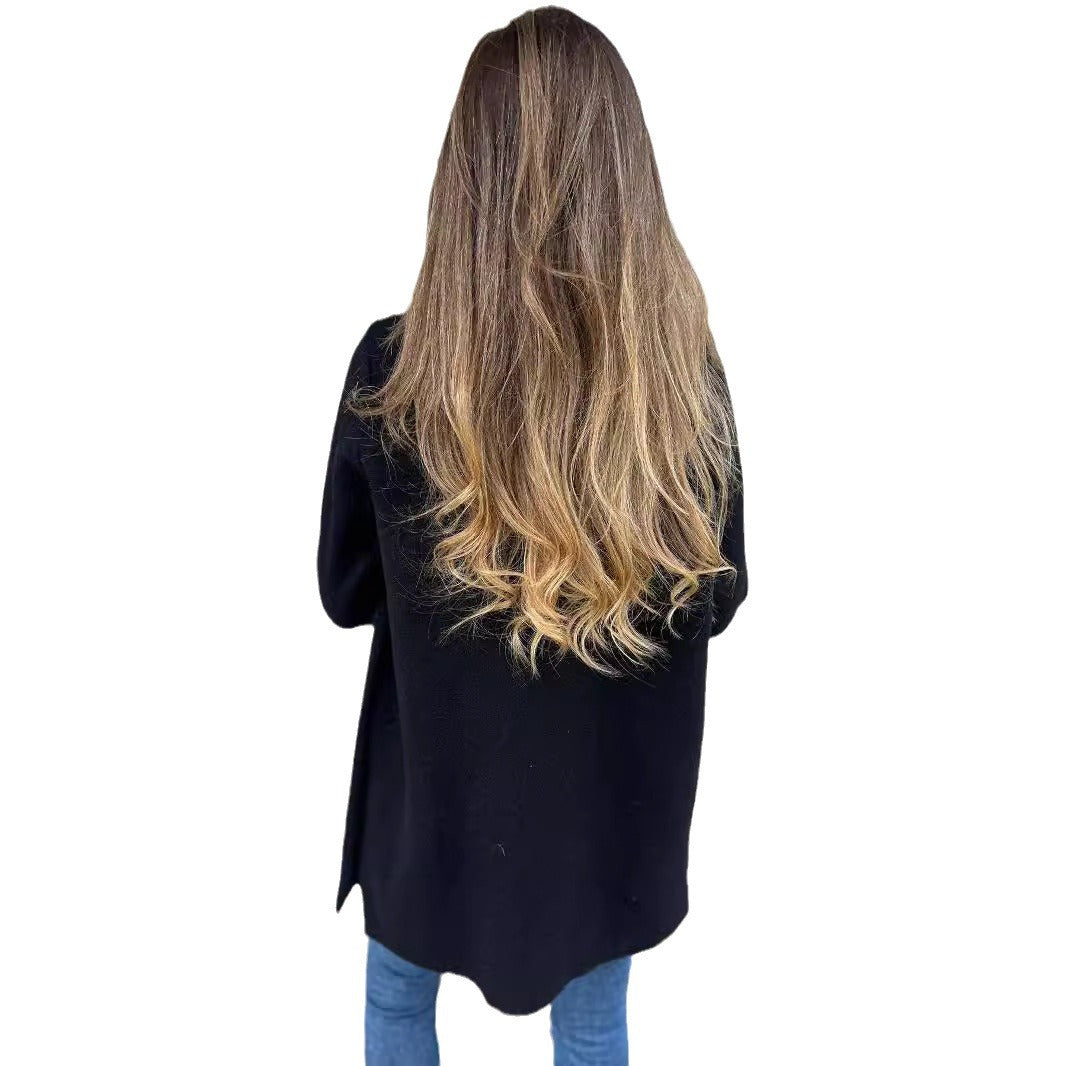 Damen Bouclé-Jacke Doppelter Knopfleiste Norvielle