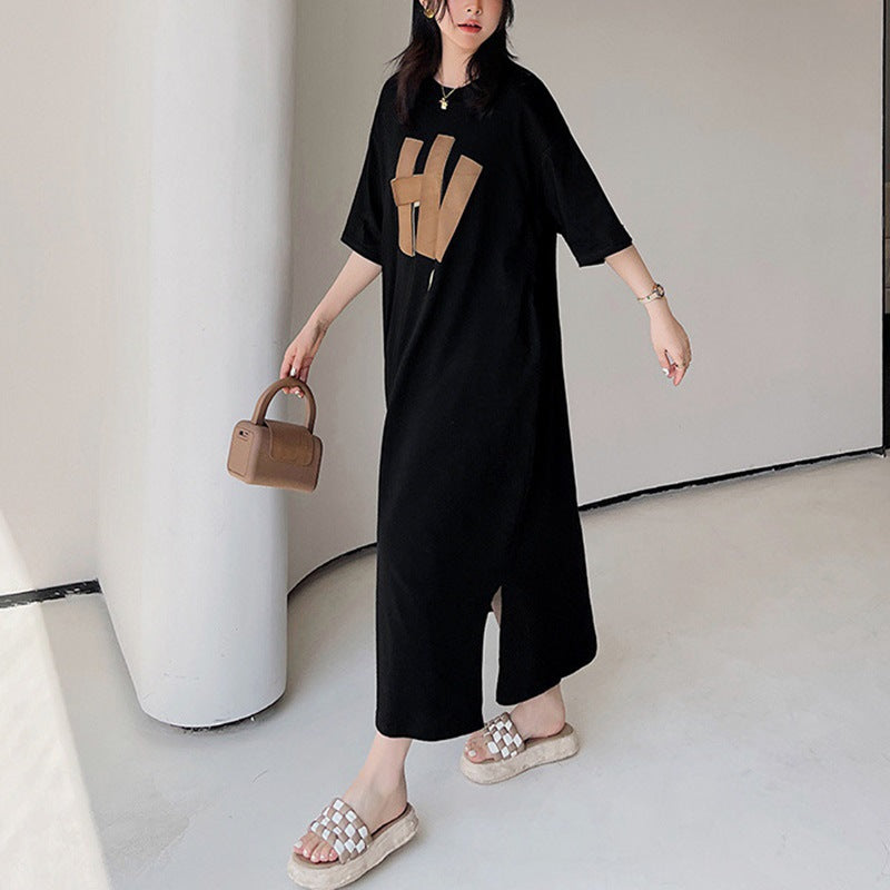 Damen Langarmkleid Grafikdruck Locker Fit