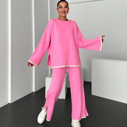 Damen Lounge-Set Weites Oberteil Schlitzhosen Norvielle