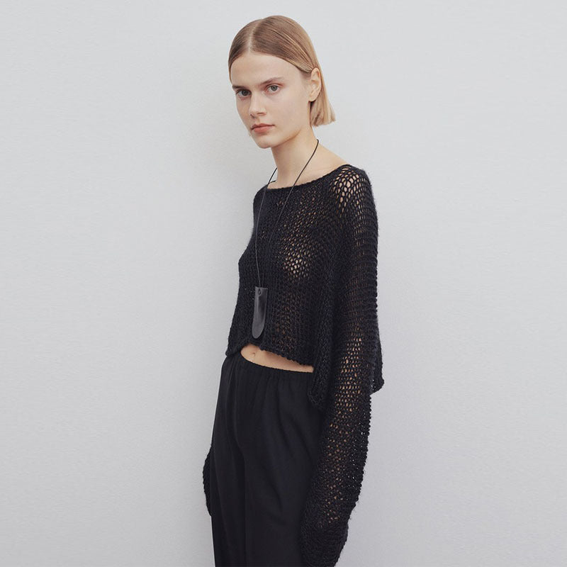 Damen Cropped Strickpullover Weite Passform Norvielle