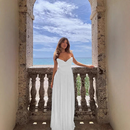 Damen Maxikleid Plissee Herzförmig Norvielle - Norvielle