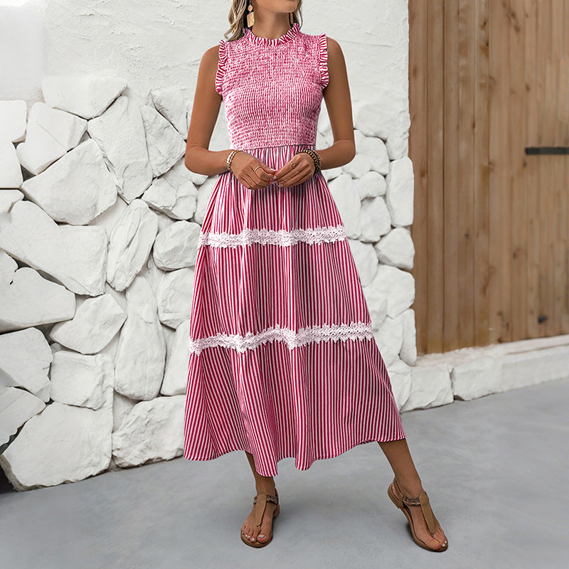 Damen Maxikleid Gestreift Voluminöse Rüschen Norvielle
