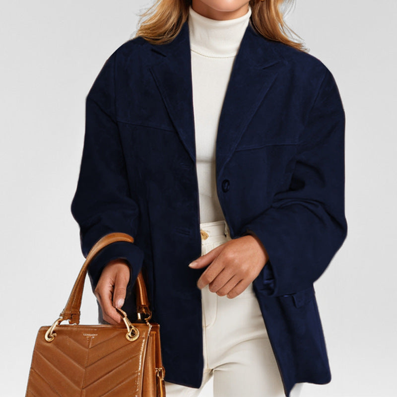Damen Oversized Blazer Wildlederimitat
