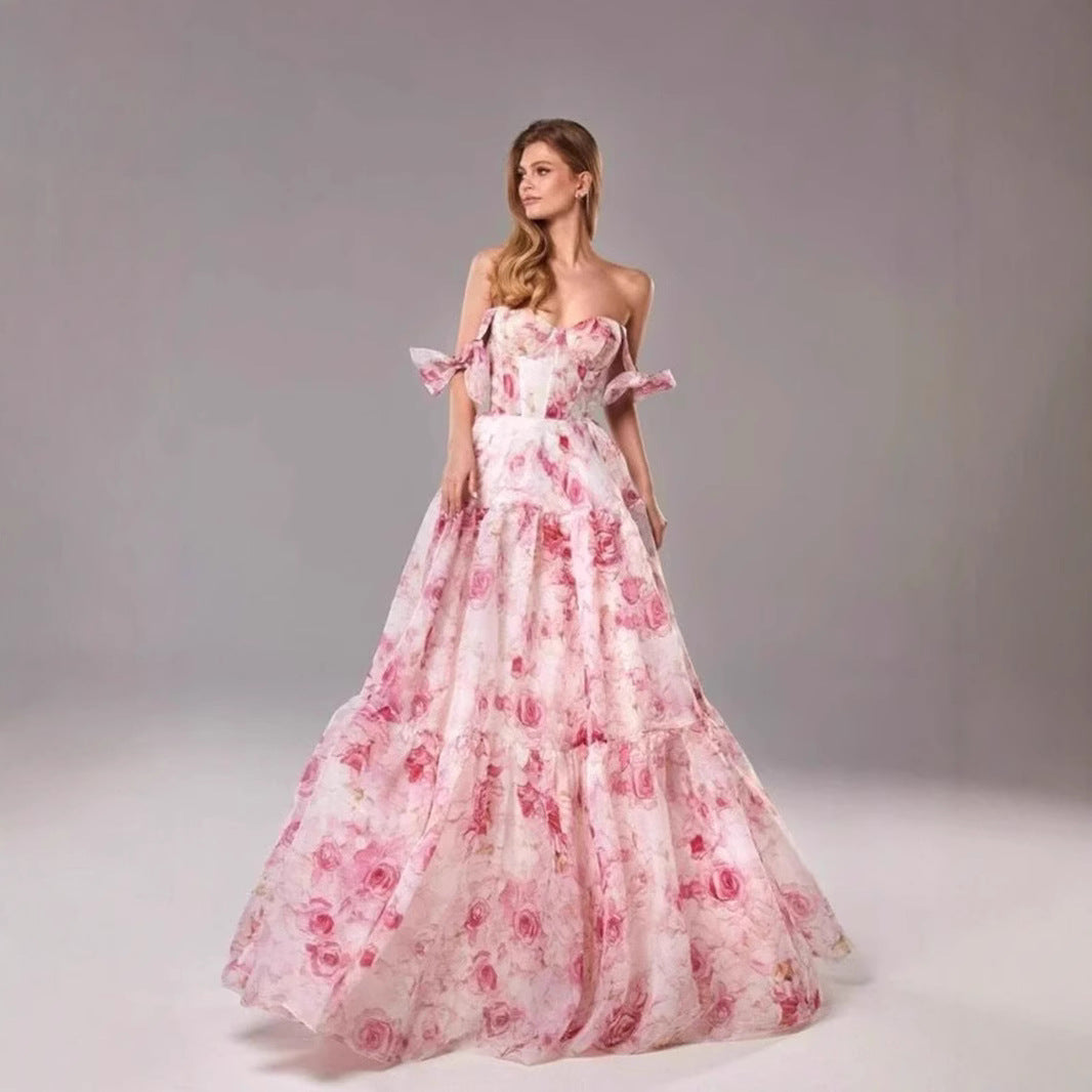 Damen Maxikleid mit Floralmuster und Rüschenträgern Norvielle - Norvielle