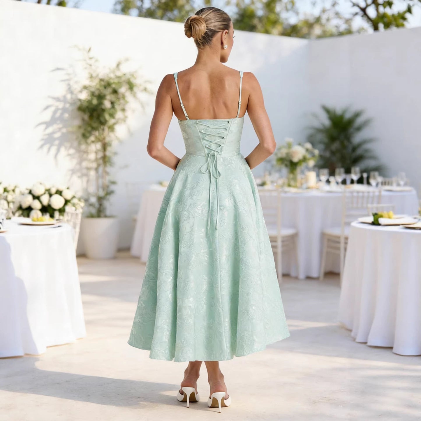 Damen Cocktailkleid Gerafftes Oberteil Voluminöser Rock Norvielle
