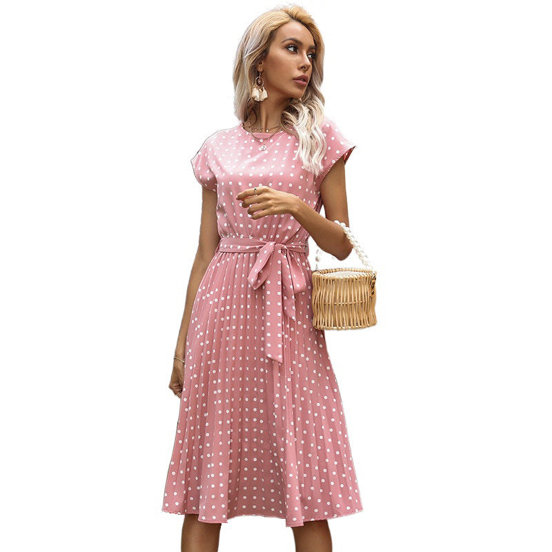 Damen Midi-Kleid Taillierbarer Gürtel Punkte Norvielle