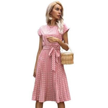 Damen Midi-Kleid Taillierbarer Gürtel Punkte Norvielle