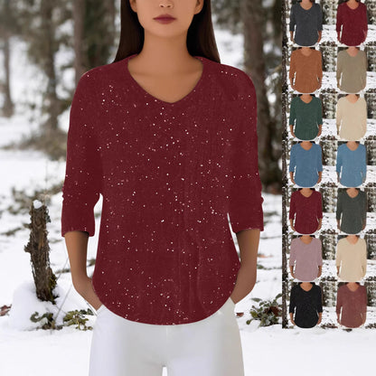Damen Langarmshirt V-Ausschnitt Baumwolle Norvielle - Norvielle