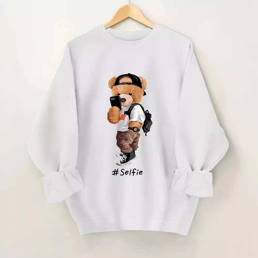 Damen Sweatshirt Bärendesign Lässig Grau Norvielle