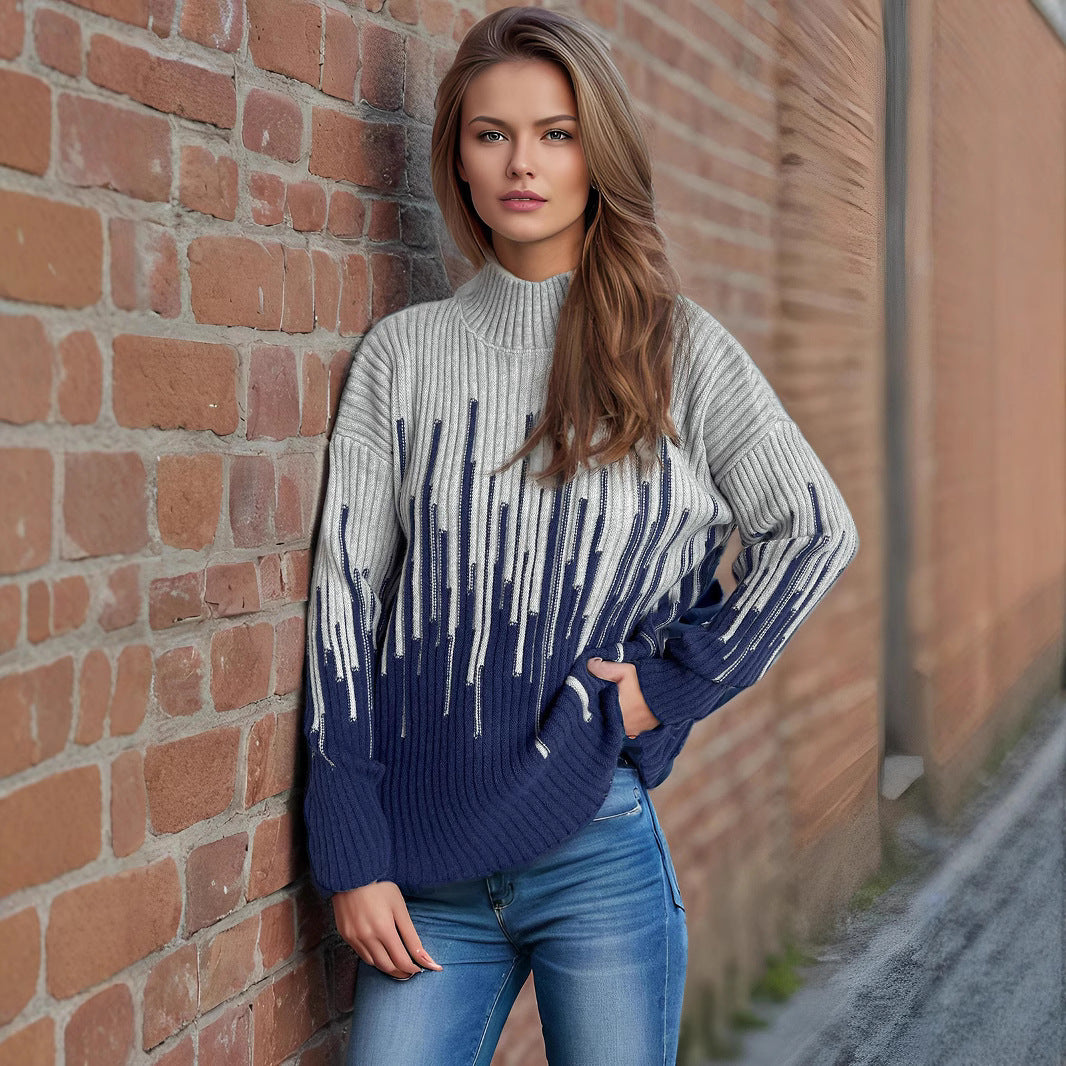 Damen Pulli Strukturiertes Zopfmuster Multifarben