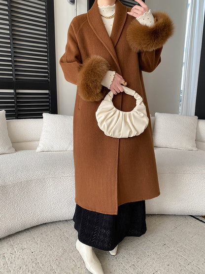 Damen Eleganter Langmantel Samt Norvielle