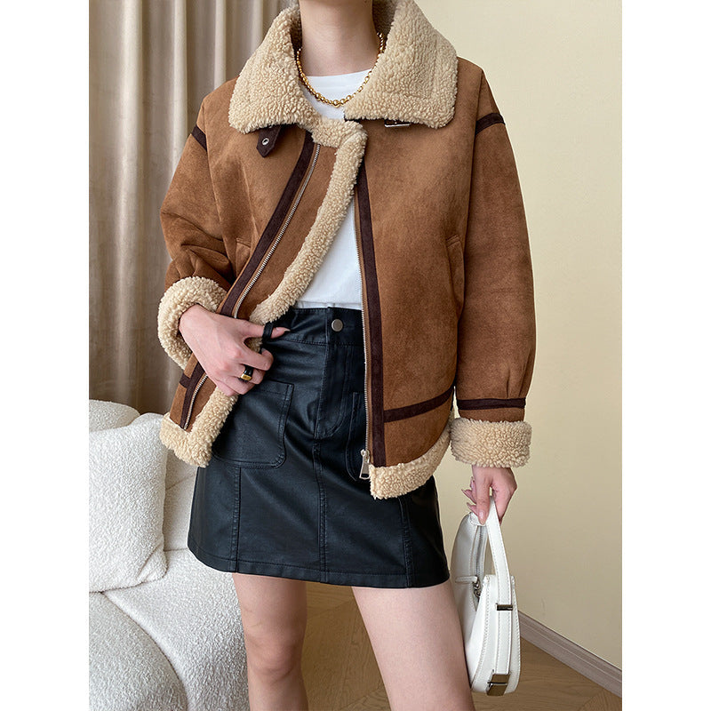 Damen Teddyjacke Kontrastdetails Norvielle - Norvielle