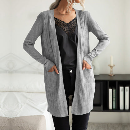Damen Strickjacke mit Taschen Strukturiert Beige - Norvielle