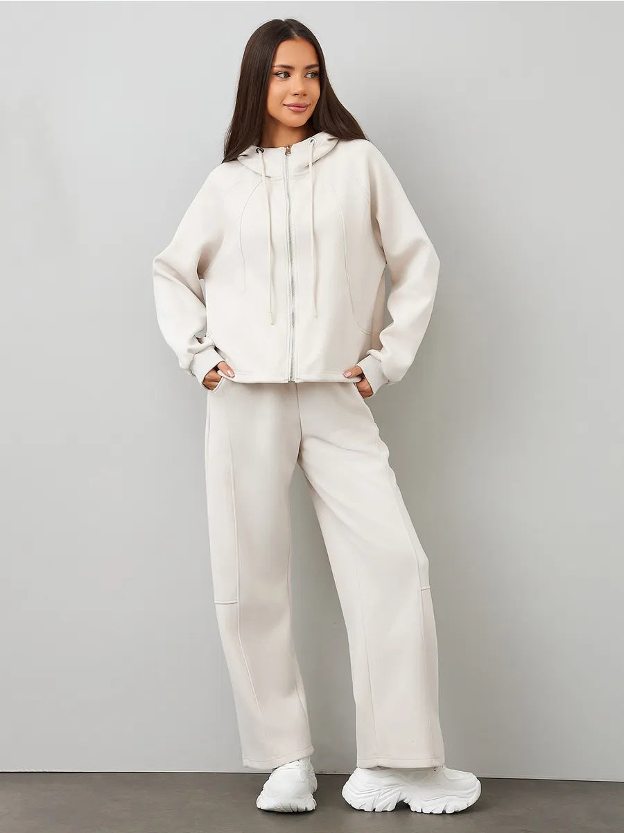 Damen Sweatanzug Kapuzenpullover Elastischer Bund Weite Passform