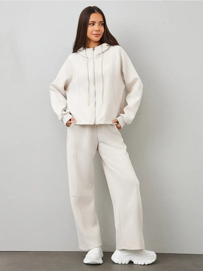 Damen Sweatanzug Kapuzenpullover Elastischer Bund Weite Passform
