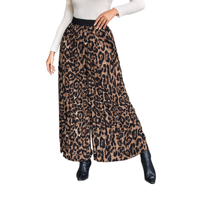 Damen Palazzo-Hose Animalmuster Elastischer Bund