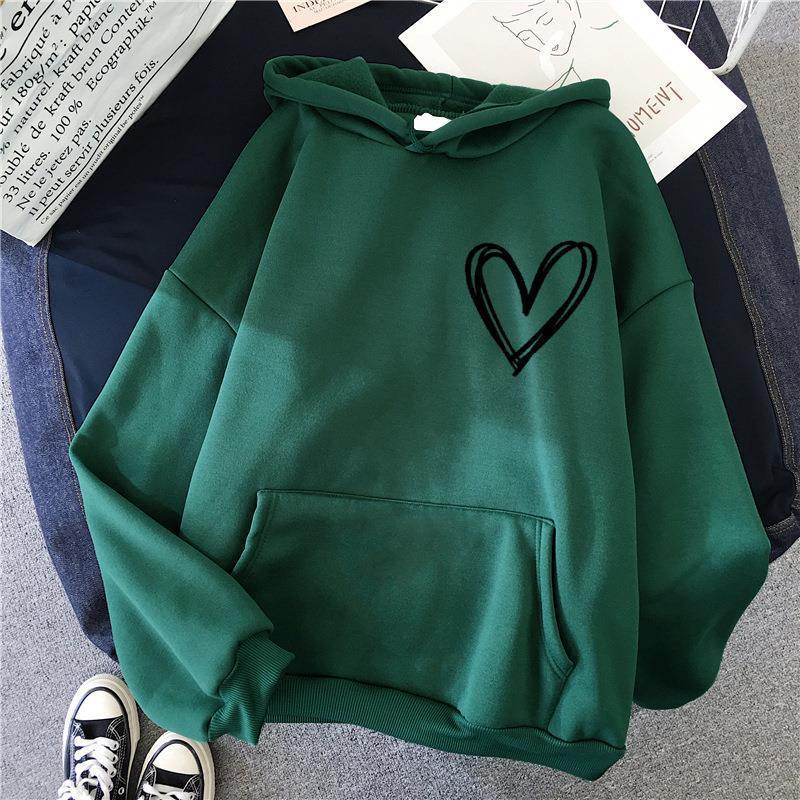 Damen Kapuzenpullover Herzmotiv Norvielle