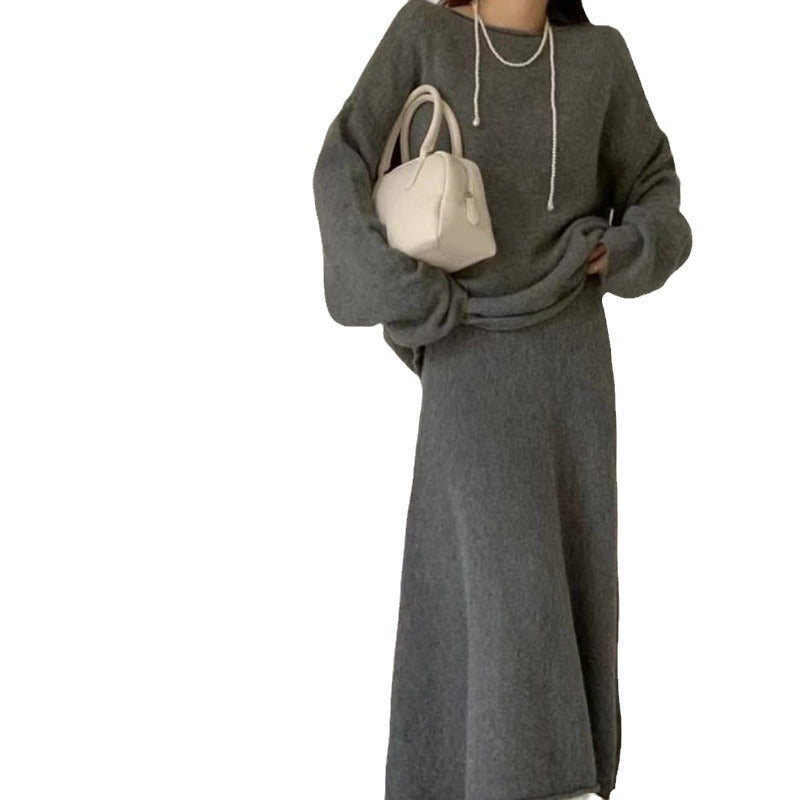Damen Off-Shoulder Strickkleid Weites Design Norvielle