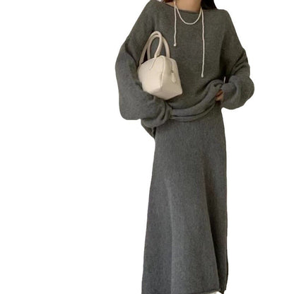 Damen Off-Shoulder Strickkleid Lässig Fließender Schnitt Norvielle