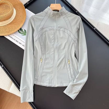 Damen Laufjacke Atmungsaktives Material Hochkragen