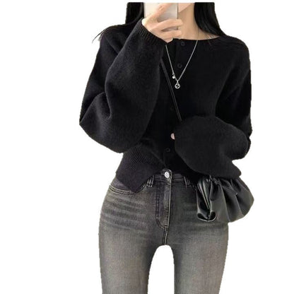 Damen Crop-Pullover Oversized Ärmel Norvielle