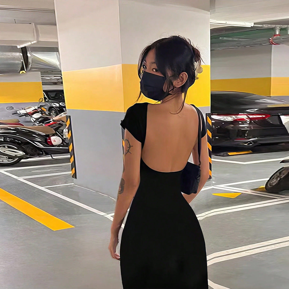 Damen Maxikleid mit Rückenausschnitt Figurbetonter Stoff