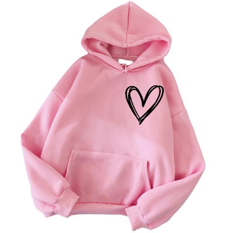 Damen Kapuzenpullover Herzmotiv Norvielle