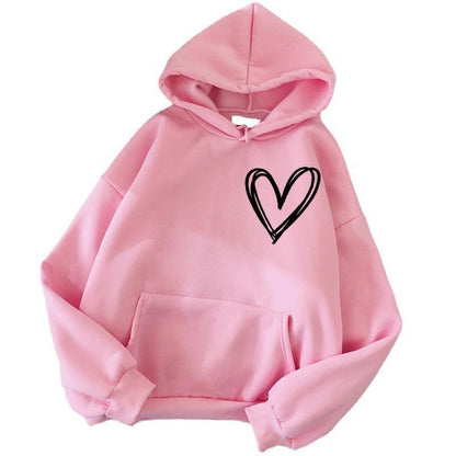 Damen Kapuzenpullover Herzmotiv Norvielle