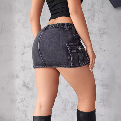 Damen Jeans Minikleid mit Abnehmbarem und Reißverschluss