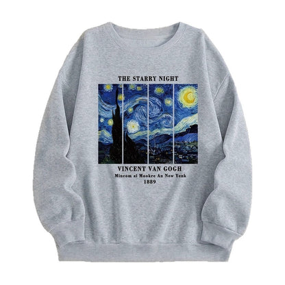 Damen Sweatshirt Van Gogh Motiv Baumwolle Modern