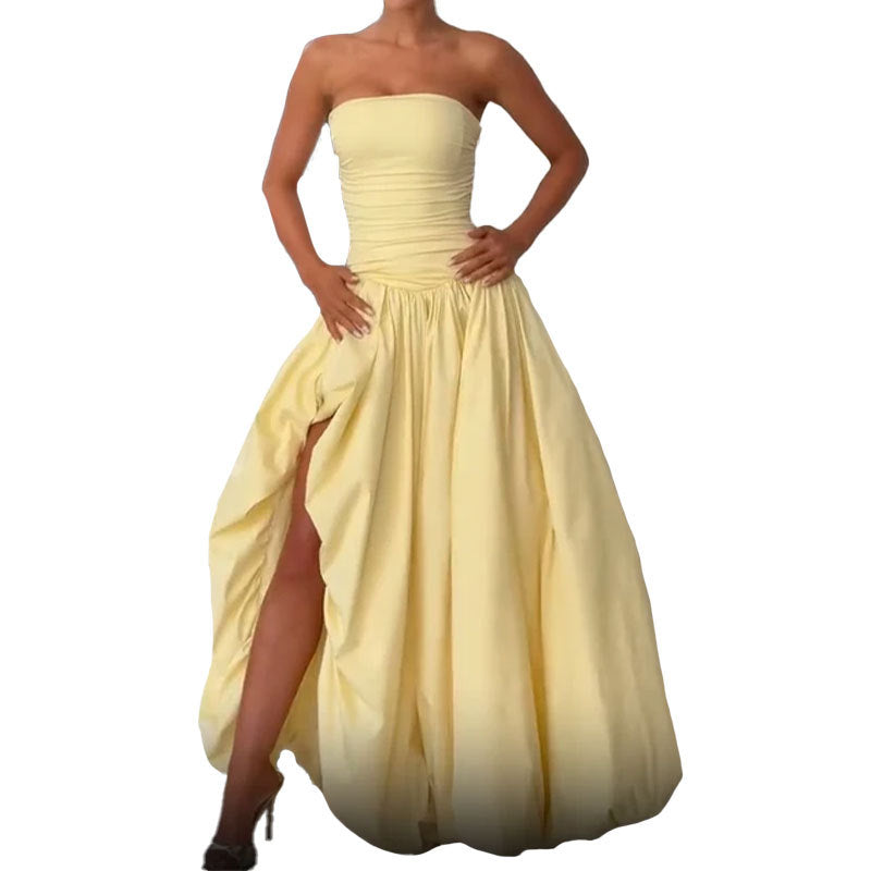 Damen Maxikleid mit Schlitz und Volumenrock Norvielle