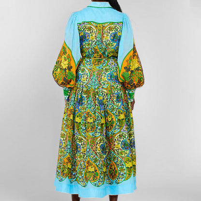 Damen Longshirt-Kleid Voluminöse Ärmel Paisley-Muster Norvielle