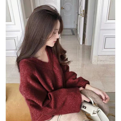 Damen Oversized V-Pullover Weich Norvielle