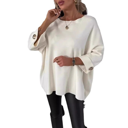 Damen Oversized Pullover mit Knopfdetails Elegantes Design Norvielle
